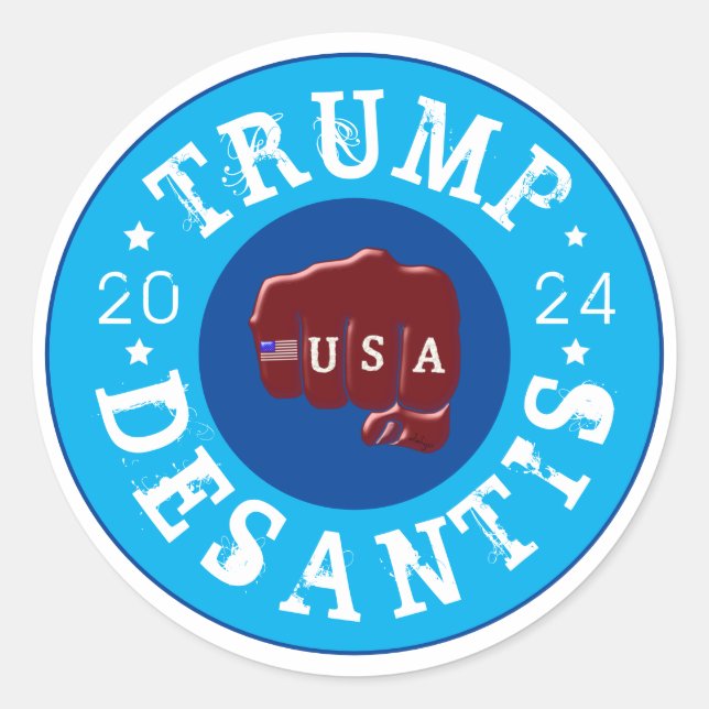 Adesivo EUA Fist Tattoo Trump DeSantis 2024 (Frente)