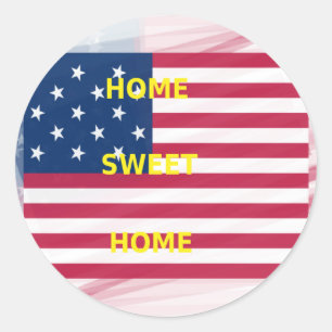 Adesivo EUA Flag "Home Sweet Home" Art Impressão