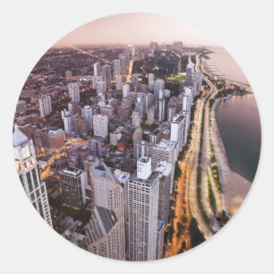 Adesivo EUA, Illinois, Chicago, vista aérea do lago