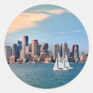 Adesivo EUA, Massachusetts. Vista panorâmica da orla de Bo