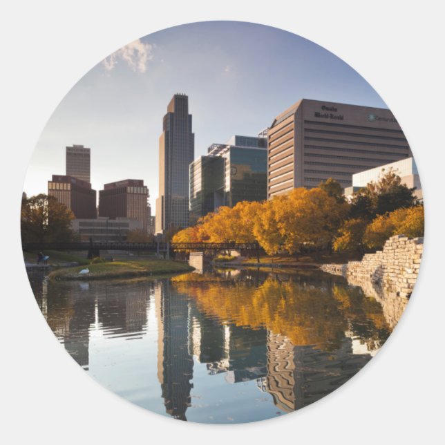 Adesivo EUA, Nebraska, Omaha, Gene Leahy Mall, Skyline (Frente)