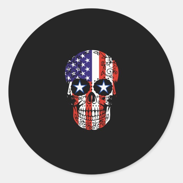 Adesivo EUA Patriotic American Flag Sugar Skull (Frente)