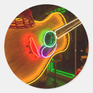 Adesivo EUA, Texas, Austin. Guitarra Neon em Chantagem