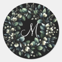 Eucalipto e Airelas de Neve Wreath Watercolor