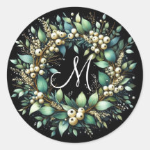 Eucalipto e Airelas de Neve Wreath Watercolor