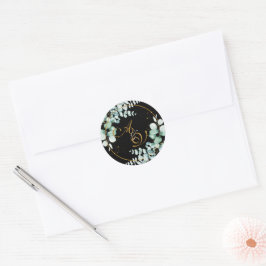 Adesivo Eucalipto e dourado em casamento personalizado pre