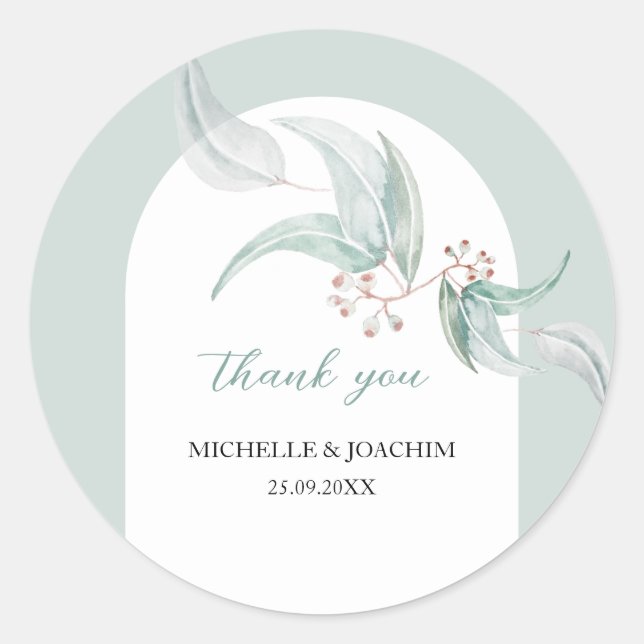 Adesivo Eucalipto Elegante Com Flores De Arte De Aquarela (Frente)