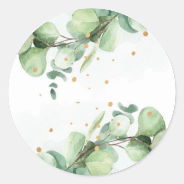 Adesivo Eucalipto Elegante e Dourado - Acentos de Casament (Frente)