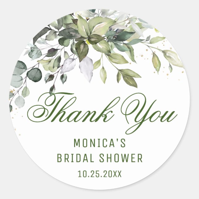 Adesivo Eucalipto em Aquarela Folhagem Agradecimento Nome (Frente)