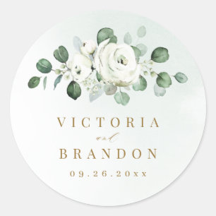 Adesivo Eucalipto Monograma floral branco