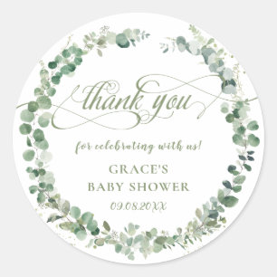 Adesivo Eucalipto Verdura Baby Shower Obrigado Favor