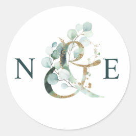 Adesivo Eucalyptus Ampersand Dourado Casamento Verde