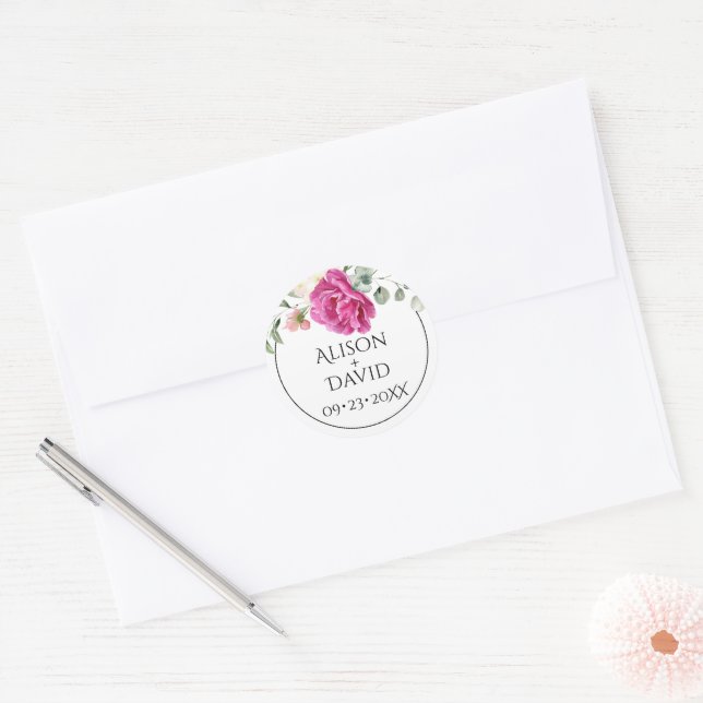 Adesivo Eucalyptus branquela rosa flores floridas casament (Envelope)
