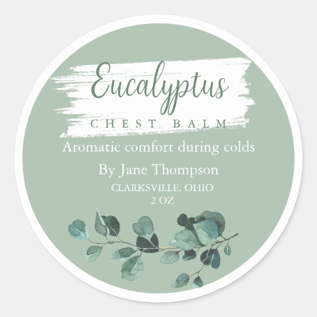 Adesivo Eucalyptus Chest Rub / Rótulo do Balm (Frente)