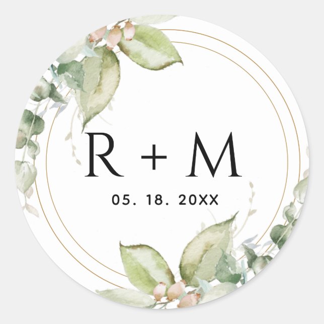 Adesivo Eucalyptus Elegante Envelope Verde Selo/Favor (Frente)