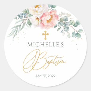Adesivo Eucalyptus Floral Cross Baptism Sticker