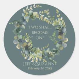 Adesivo Eucalyptus Green Wreath Dois Torna-Se Um Casamento