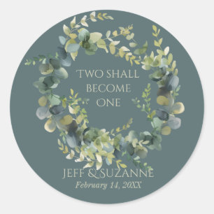 Adesivo Eucalyptus Green Wreath Dois Torna-Se Um Casamento