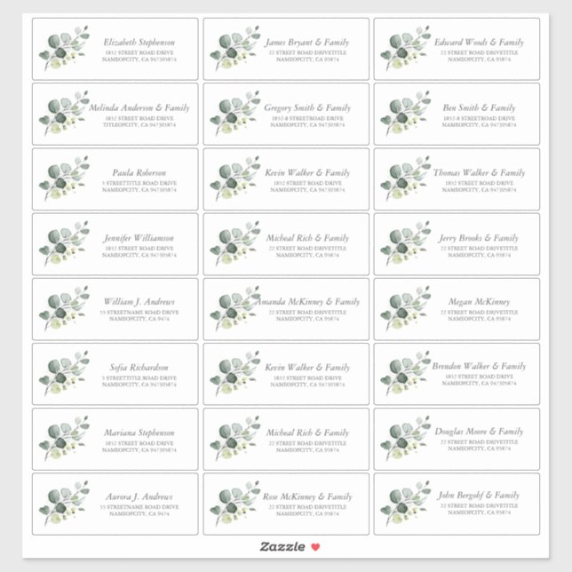 Adesivo Eucalyptus Greenery Nomes de Convidados Menores (Folha)