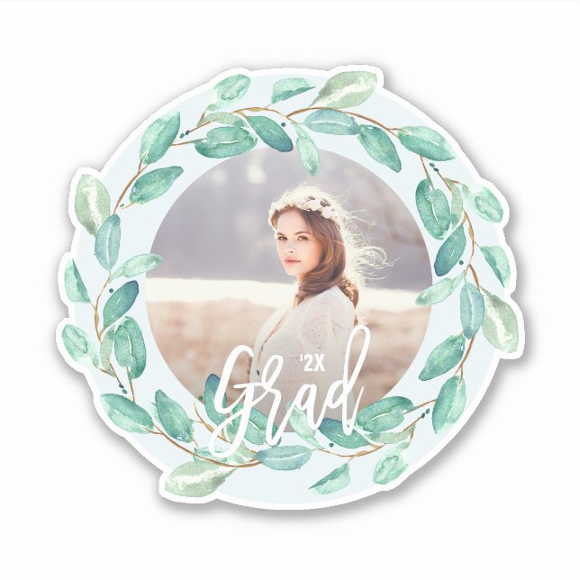 Adesivo Eucalyptus sai em Formando azul, foto e ano (Frente)