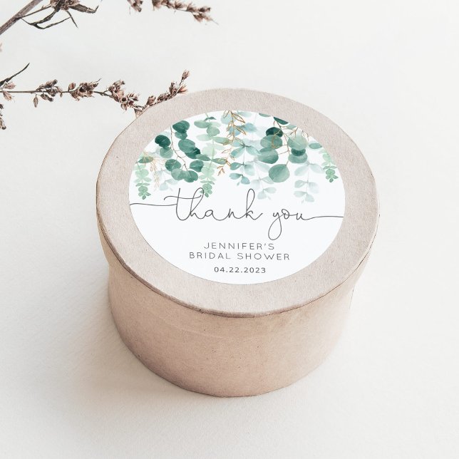 Adesivo Eucalyptus verde-limão obrigado de noiva elegante (Criador carregado)