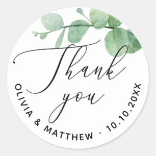 Adesivo Eucalyptus Wedding Elegante Obrigado   Greenery