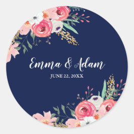Adesivo Eucalyptus Wedding Envelope Seal Sticker Marinho A