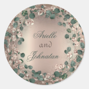 Adesivo Eucalyptus Wreath Casamento Favor Rosa Verde