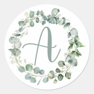 Adesivo Eucalyptus Wreath Monograma Tipografia Inicial A