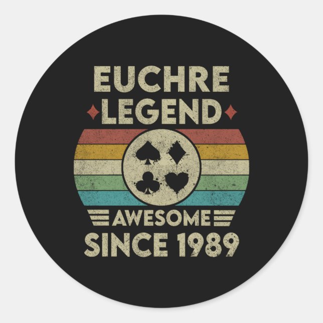 Adesivo Euchre Legend 33 Incrível Desde 1989 Euchre (Frente)