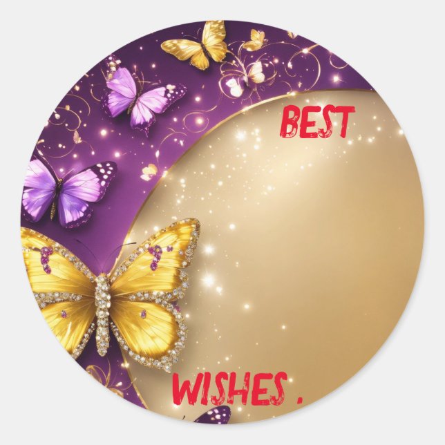 Adesivo "Euforia Ouro: Encantando a Felicidade da Borbolet (Frente)