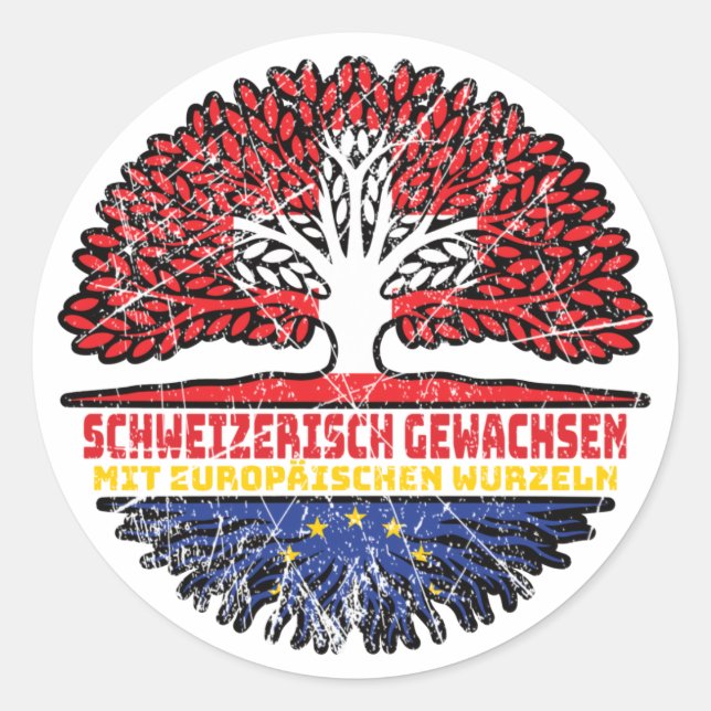Adesivo Europa Europäisch Schweizer Schweiz Baum Wurzel (Frente)