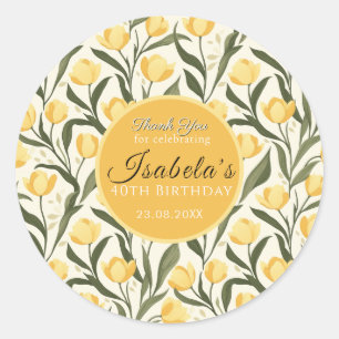 Adesivo Evento de Aniversário com Tema de Tulipa Amarela P