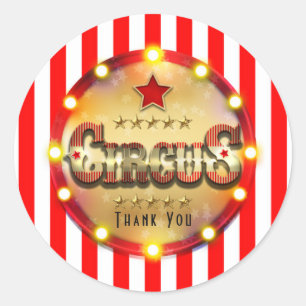 Adesivo Evento de Festa de Circo Favor Vermelho Branco Dou