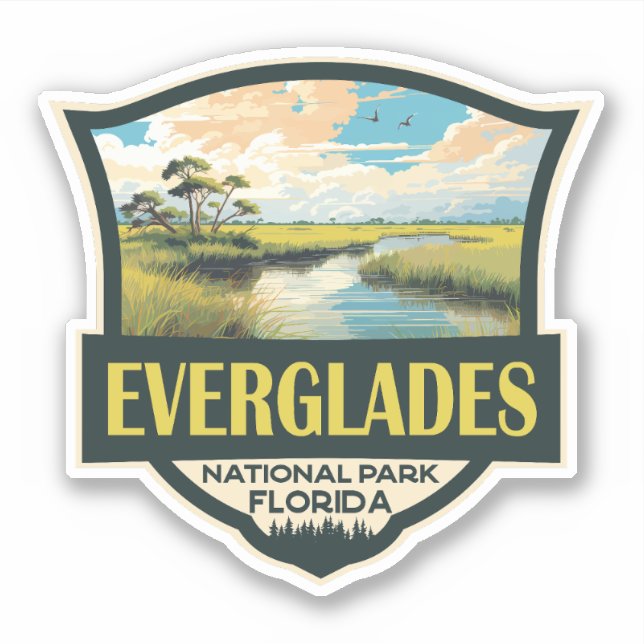 Adesivo Everglades National Park Illustration Viagem Art (Frente)