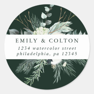 Adesivo Evergreen & Cotton Flowers Endereço de Retorno Ele