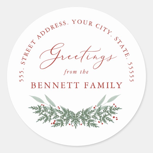 Adesivo Evergreen e Berries, endereço de retorno (Frente)