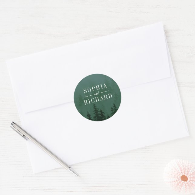Adesivo Evergreens Forest Dark Green Wedding Envelope Seal (Envelope)