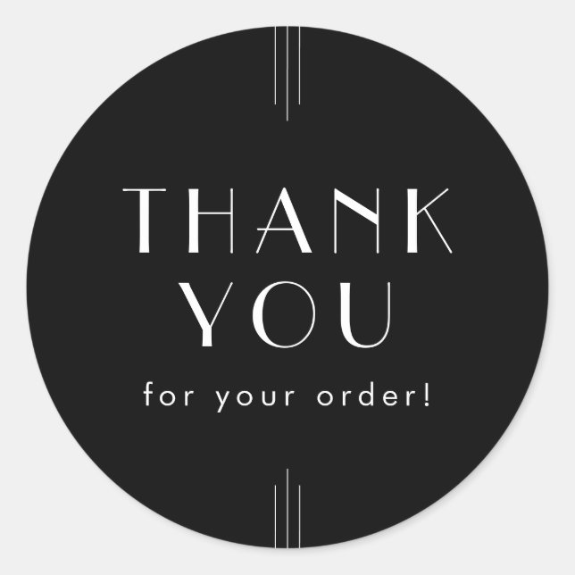 Adesivo EVERLY Art Deco Black Thank You For Your Order (Frente)