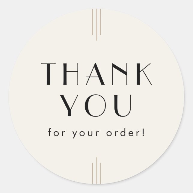 Adesivo EVERLY Art Deco Ivory Black Thank You For Order (Frente)