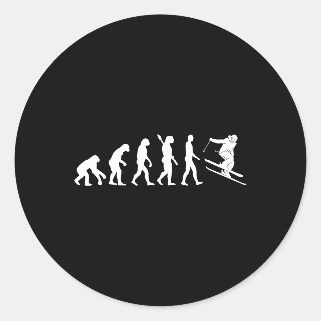 Adesivo Evolução do Esqui Esquiador Engraçado Esqui Freest (Frente)