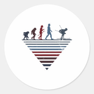 Adesivo Evolução Humana - Jogador Esqui Vintage