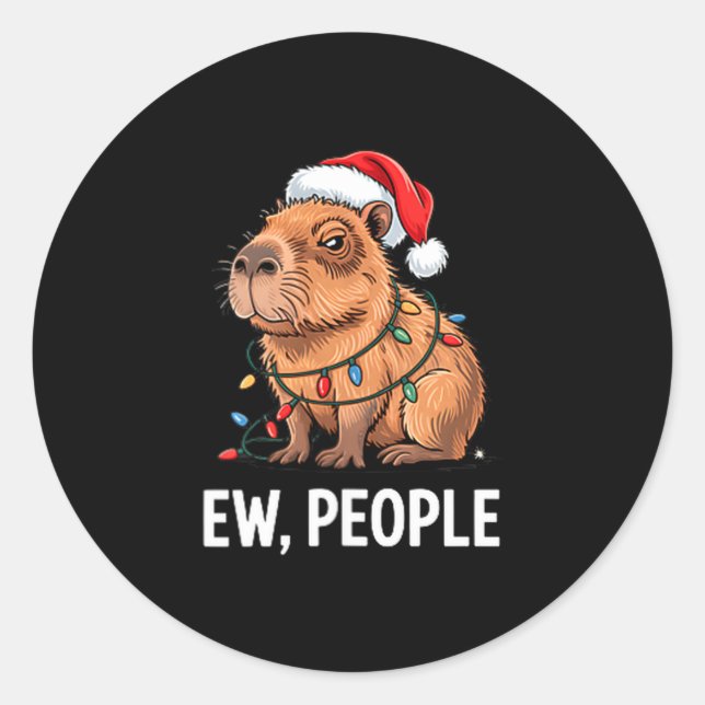 Adesivo Ew People Capybara Christmas Lights Funny Introver (Frente)