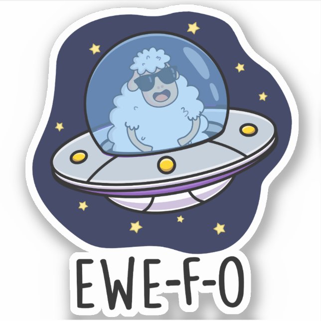 Adesivo Ewe-F-O Funny UFO Pun (Frente)