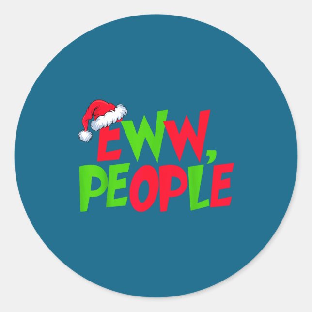 Adesivo Eww People Santa Hat Funny Christmas Mens Womens K (Frente)