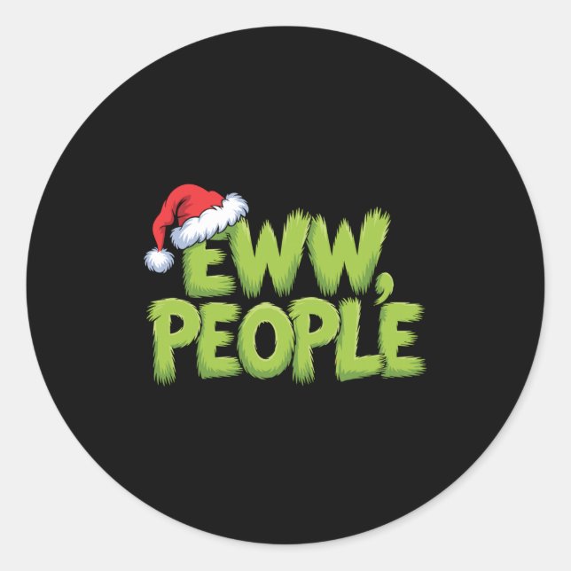 Adesivo Eww People Santa Hat Green Funny Christmas Men Wom (Frente)