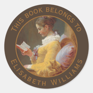 Adesivo Ex-libris Antigo A Leitora Pintura Fragonard
