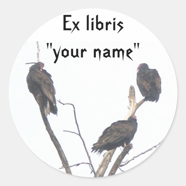 Adesivo Ex Libris Buzzards Adicione a Personalizar (Frente)