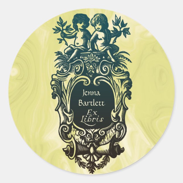 Adesivo Ex-Libris Cartouche e Cherubs Sticker (Frente)