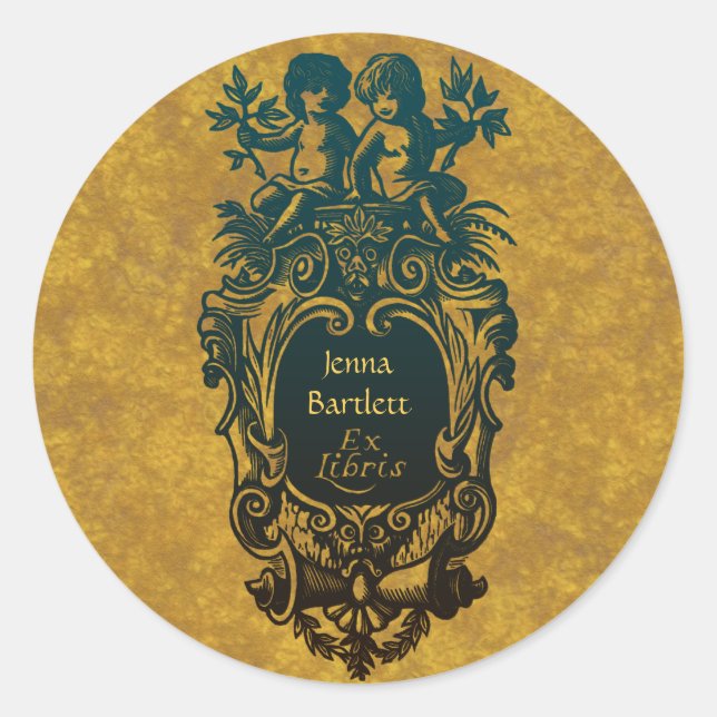 Adesivo Ex-Libris Cartouche e Cherubs Sticker (Frente)